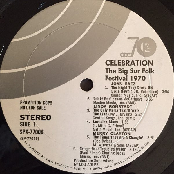 Celebration Recorded Live Big Sur Folk Festival Monterey, California 1970 - secondary
