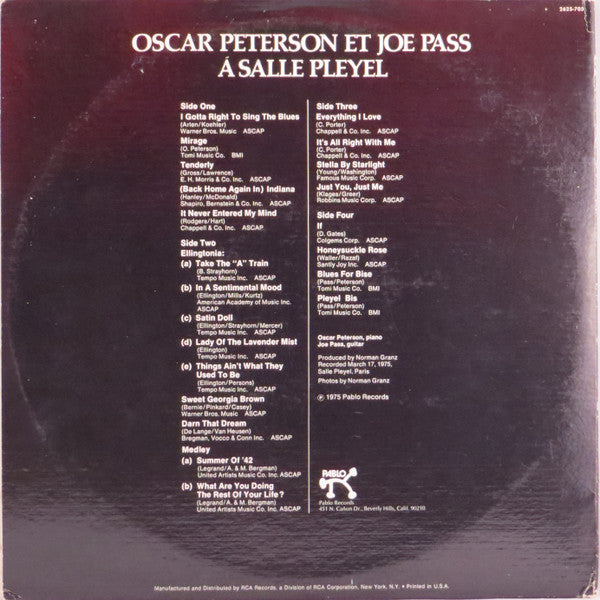 Oscar Peterson Et Joe Pass À La Salle Pleyel - secondary