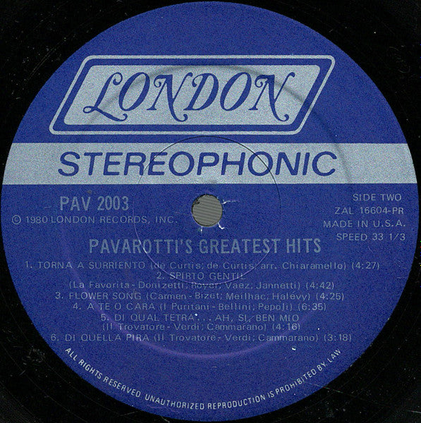 Pavarotti's Greatest Hits - secondary