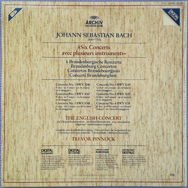 Johann Sebastian Bach, The English Concert, Trevor Pinnock - 6 Brandenburgische Konzerte