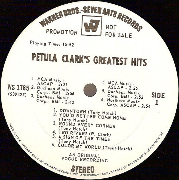 Petula Clark's Greatest Hits, Vol. 1 - secondary