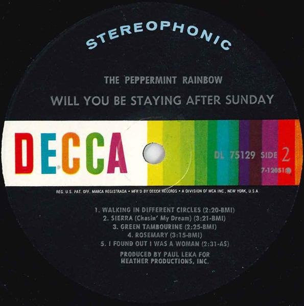 The Peppermint Rainbow - Will You Be Staying After Sunday