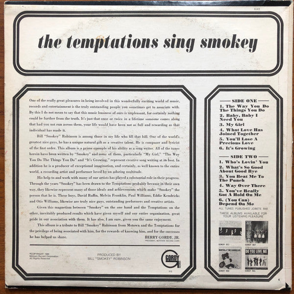 The Temptations - The Temptations Sing Smokey