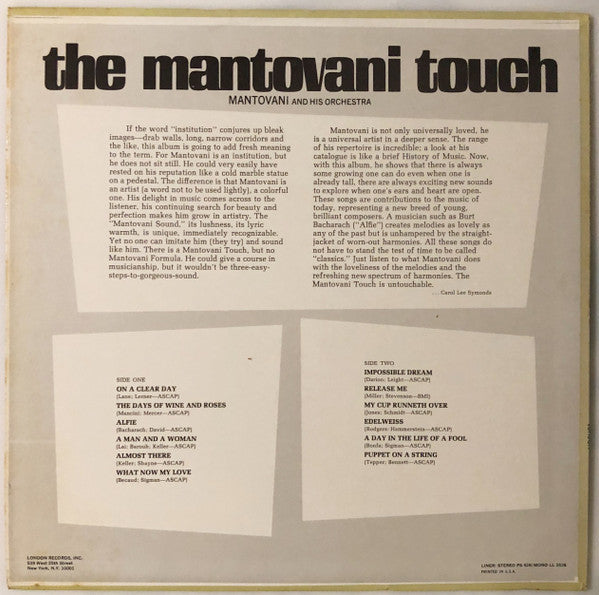 Mantovani And His Orchestra - The Mantovani Touch