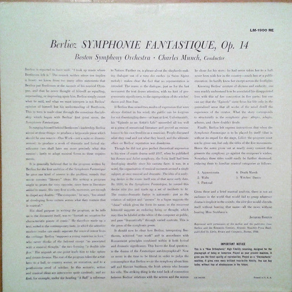 Hector Berlioz, Charles Munch, Boston Symphony Orchestra - Symphonie Fantastique