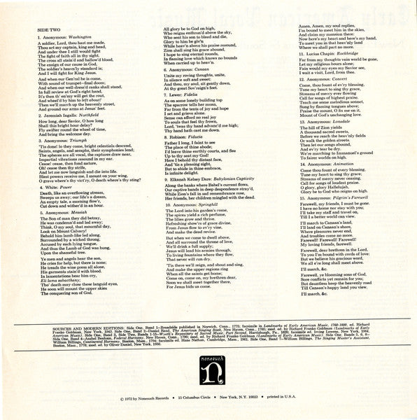Early American Vocal Music: New England Anthems & Southern Folk Hymns - secondary