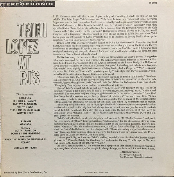 Trini Lopez - Trini Lopez At PJ's