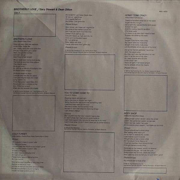 Gary Stewart, Dean Dillon - Brotherly Love