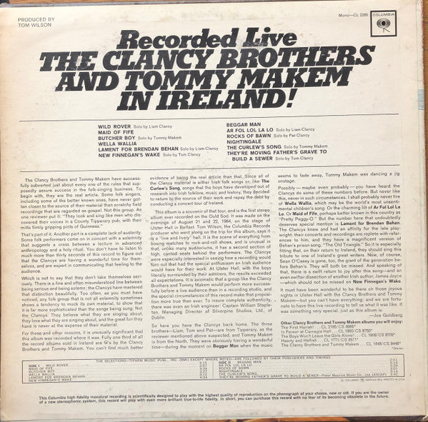 The Clancy Brothers & Tommy Makem - Recorded Live In Ireland
