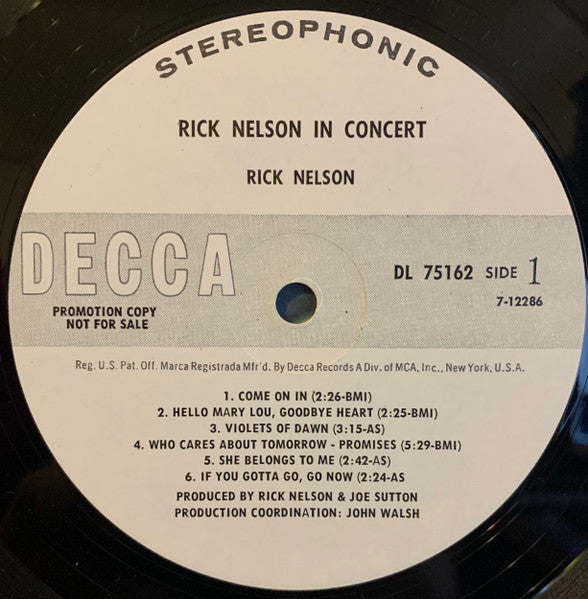 Rick Nelson In Concert - secondary