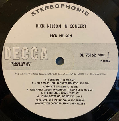 Rick Nelson In Concert - secondary