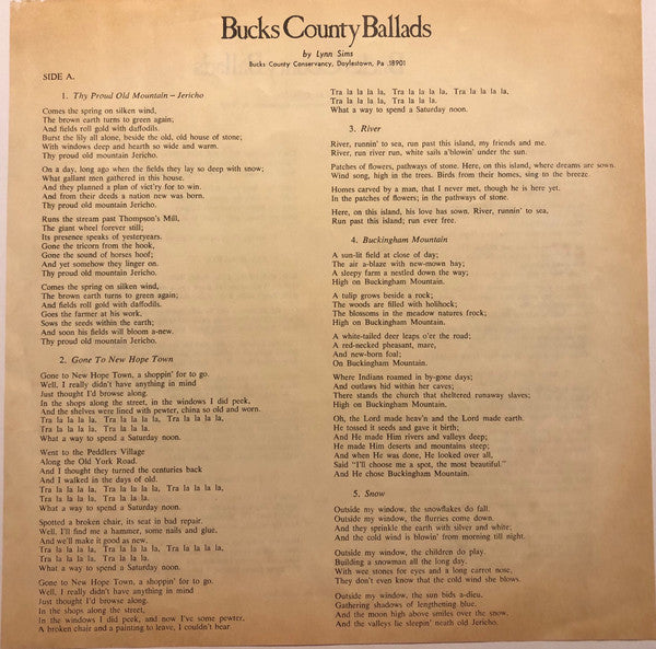 Bucks County Ballads (These Gentle Valleys) - secondary