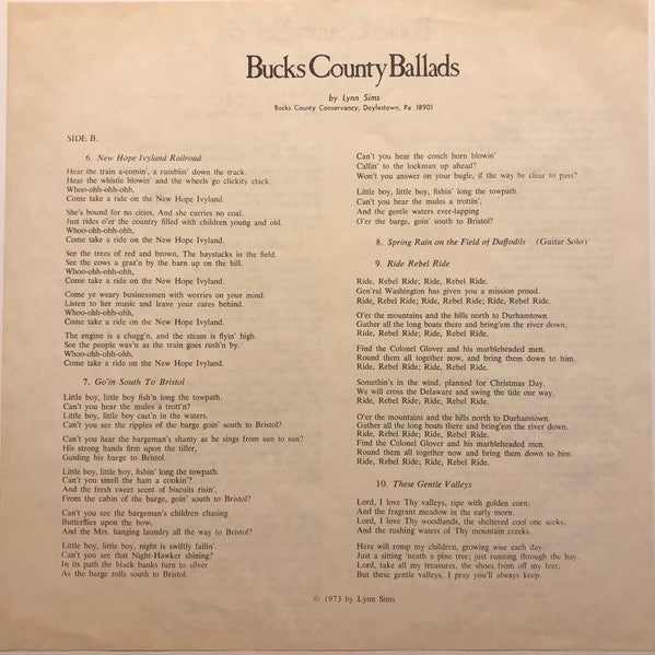 Bucks County Ballads (These Gentle Valleys) - secondary