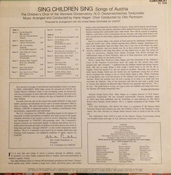 The Children's Choir Of The Viennese Conservatory - Sing Children Sing - Songs Of Austria