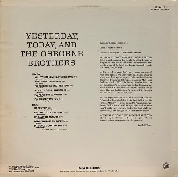 Yesterday, Today, And The Osborne Brothers - secondary