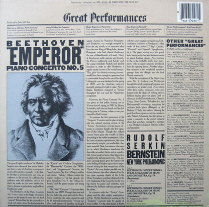 Ludwig van Beethoven, Rudolf Serkin, Leonard Bernstein, New York Philharmonic - "Emperor" Piano Concerto No. 5