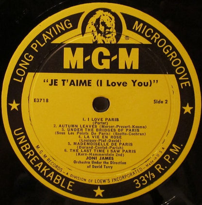 Joni James, David Terry And His Orchestra - Je T'aime... I Love You