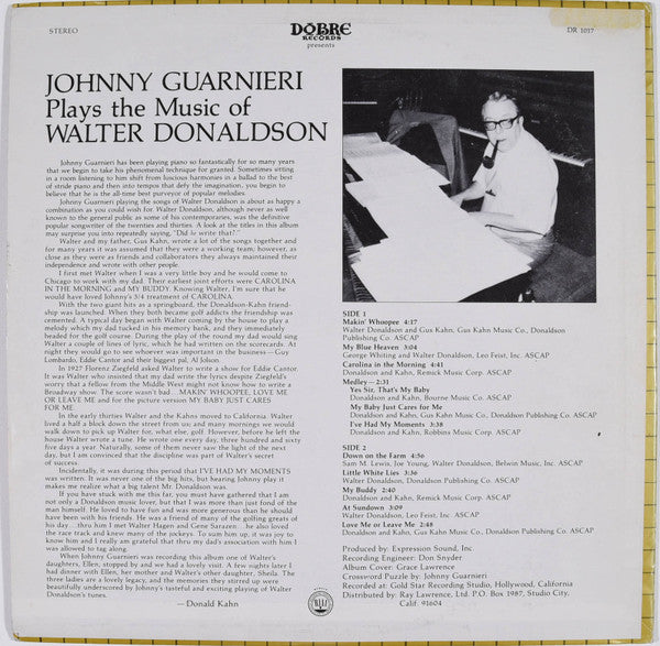 Johnny Guarnieri - Plays The Music Of Walter Donaldson