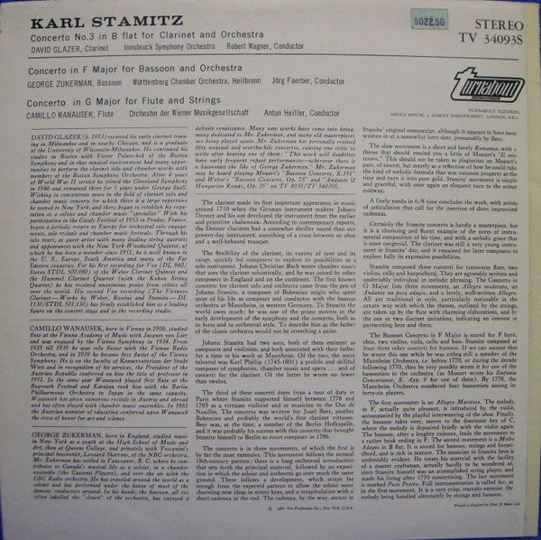 Carl Stamitz - Concerti For Clarinet, Flute & Bassoon