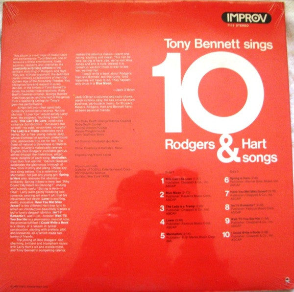 Tony Bennett Sings 10 Rodgers & Hart Songs - secondary