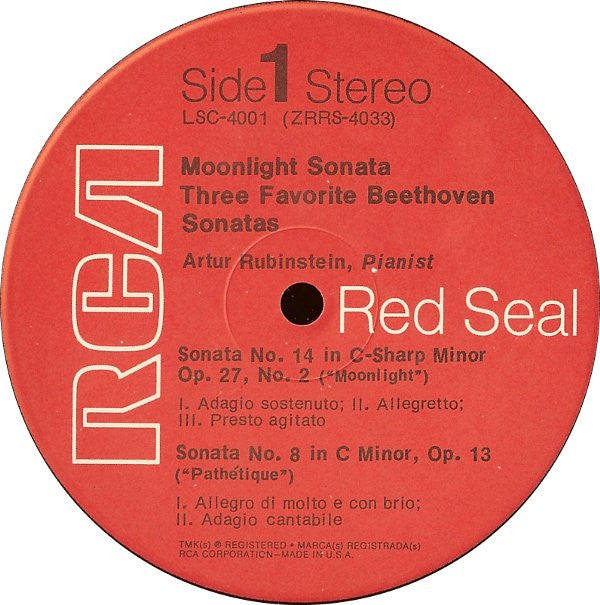Arthur Rubinstein - Moonlight Sonata: Three Favorite Beethoven Sonatas