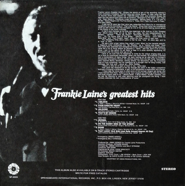 Frankie Laine - Frankie Laine's Greatest Hits