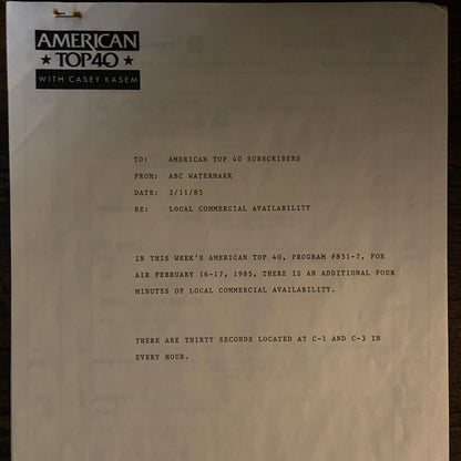American Top 40 With Casey Kasem 2/16/85 - secondary