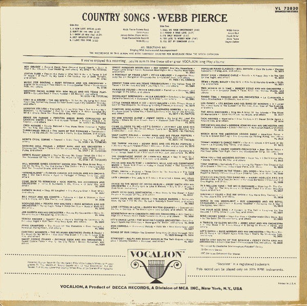 Webb Pierce - Country Songs