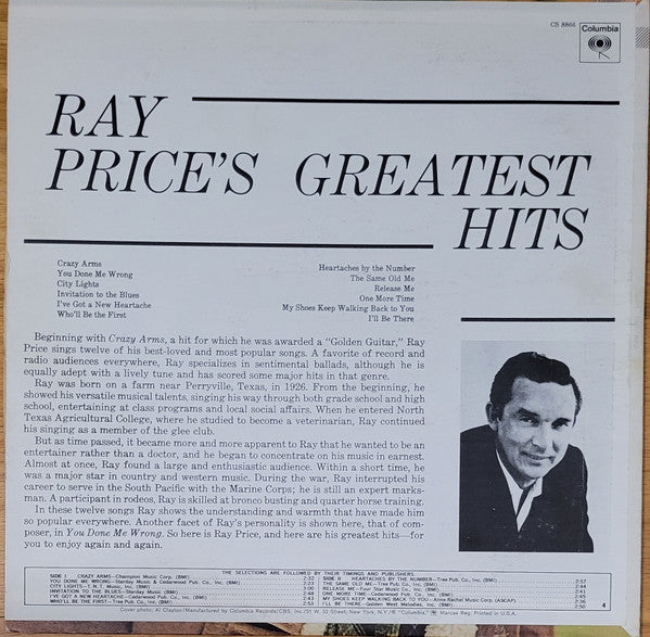 Ray Price's Greatest Hits - secondary