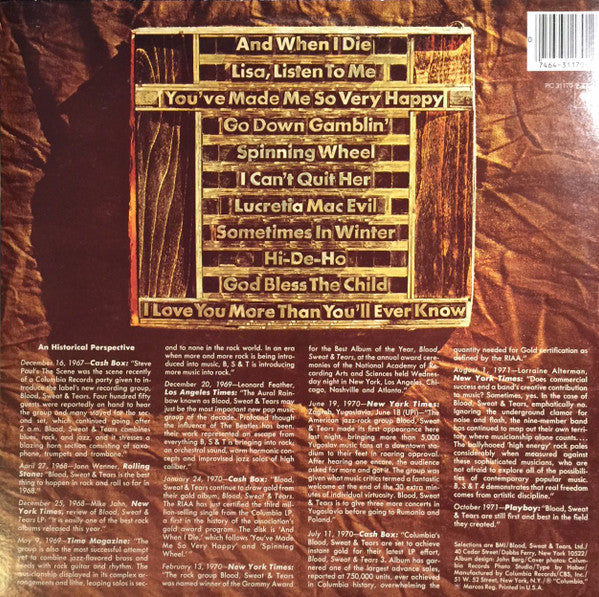 Blood, Sweat & Tears Greatest Hits - secondary