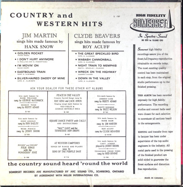 Jim Martin (5), Clyde Beavers - Jim Martin Sings Hit Songs Made Famous By Hank Snow Clyde Beavers Sings Hit Songs Made Famous By Roy Acuff