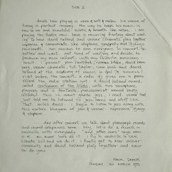 Norman Blake / Tut Taylor / Sam Bush / Butch Robins / Vassar Clements / David Holland / Jethro Burns - secondary