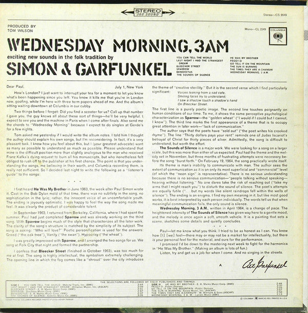Simon & Garfunkel - Wednesday Morning, 3 A.M.