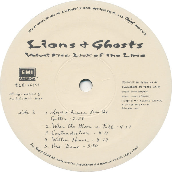 Lions & Ghosts - Velvet Kiss, Lick Of The Lime