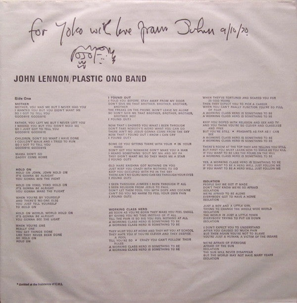 John Lennon, The Plastic Ono Band - John Lennon / Plastic Ono Band