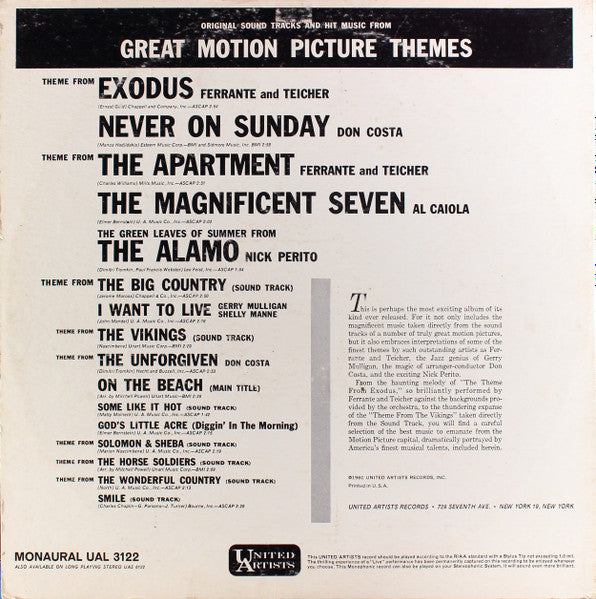 Various - Original Sound Tracks And Hit Music From Great Motion Picture Themes