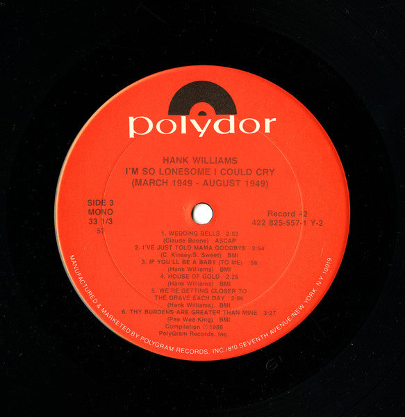 I'm So Lonesome I Could Cry: March 1949 - August 1949 - secondary