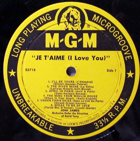 Joni James, David Terry And His Orchestra - Je T'aime... I Love You