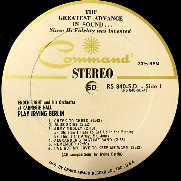Enoch Light And His Orchestra - Enoch Light And His Orchestra At Carnegie Hall Play Irving Berlin