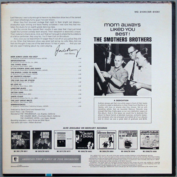 Smothers Brothers - Mom Always Liked You Best!