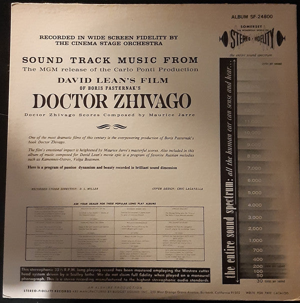 The Cinema Sound Stage Orchestra - Sound Track Music From Doctor Zhivago