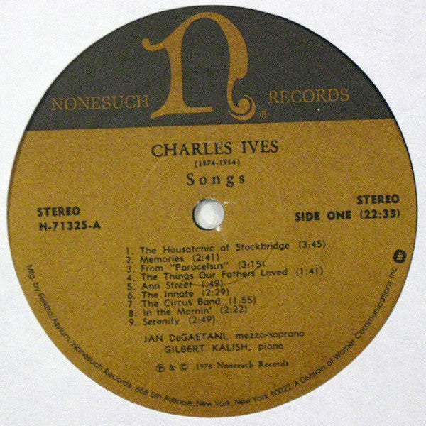 Charles Ives, Jan DeGaetani, Gilbert Kalish - Songs