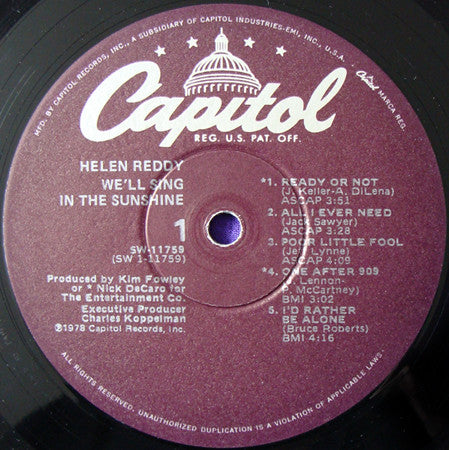 We'll Sing In The Sunshine - secondary