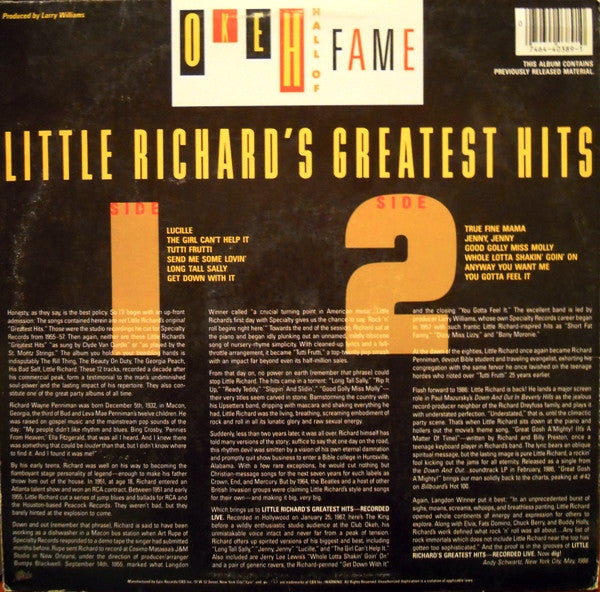 Little Richard - Little Richard's Greatest Hits Recorded Live (Okeh Hall Of Fame)
