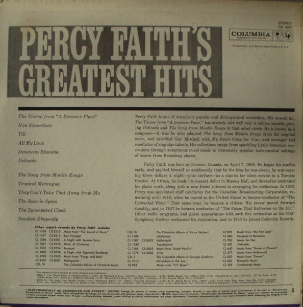Percy Faith's Greatest Hits - secondary