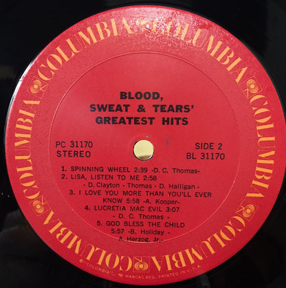Blood, Sweat & Tears Greatest Hits - secondary