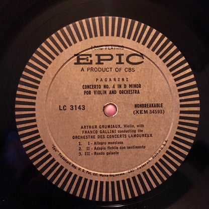 Niccolò Paganini, Arthur Grumiaux, Franco Gallini, Orchestre Des Concerts Lamoureux - Concerto No. 4 In D Minor / Concerto No. 1 In D Major
