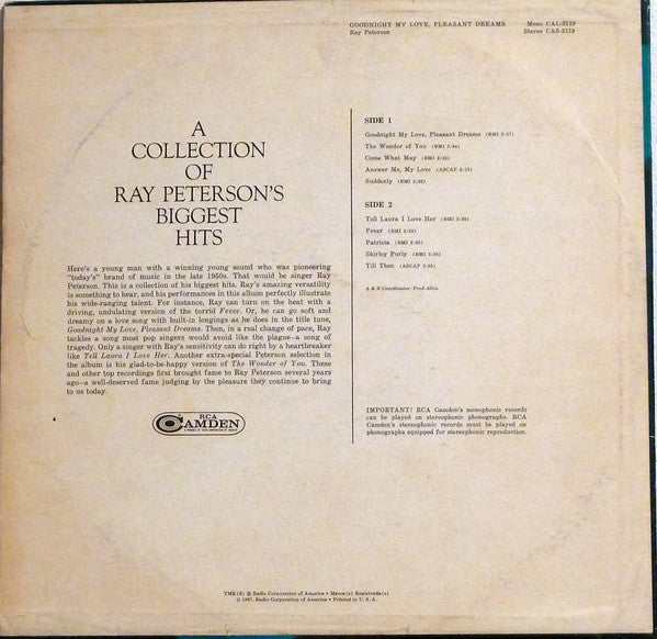 Ray Peterson - Goodnight My Love, Pleasant Dreams