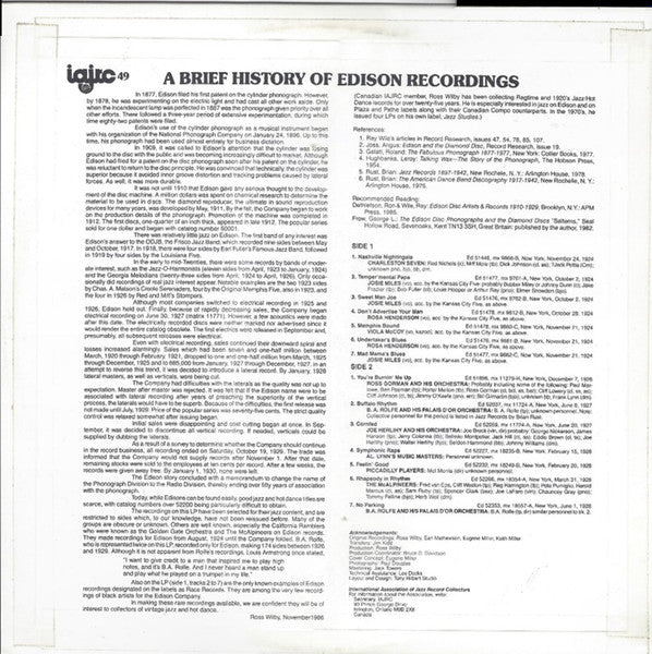 Hill & Dale Rarities - A Brief History Of Edison Recordings - secondary