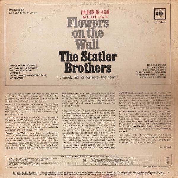 The Statler Brothers - Flowers On The Wall